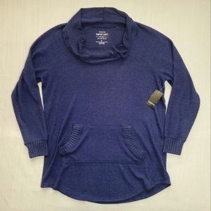 Torrid Sweatshirt Womens 0 Navy Blue Super Soft Plush Cowl Neck Raglan Tunic